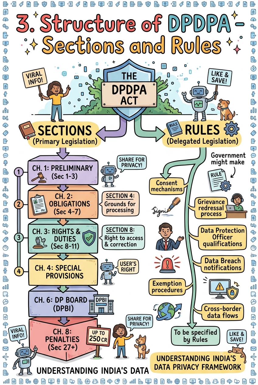 3:  Structure of DPDPA - Sections and Rules
